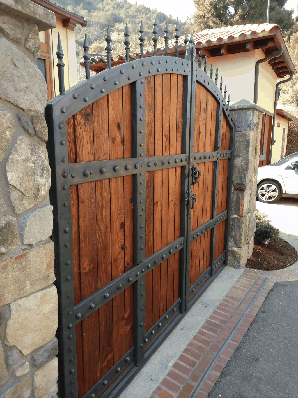 Wrought iron estate gate detail