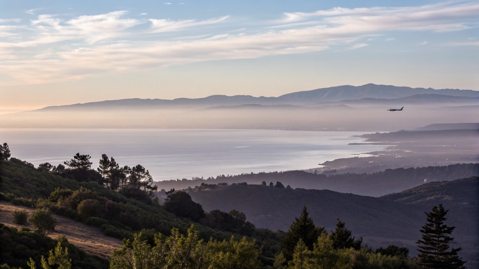 Panoramic view of the rolling hills and local horizon